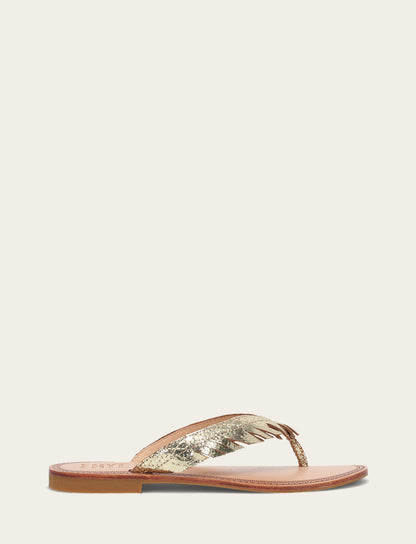 Women's Gold Mirror Ava Fringe Sandals