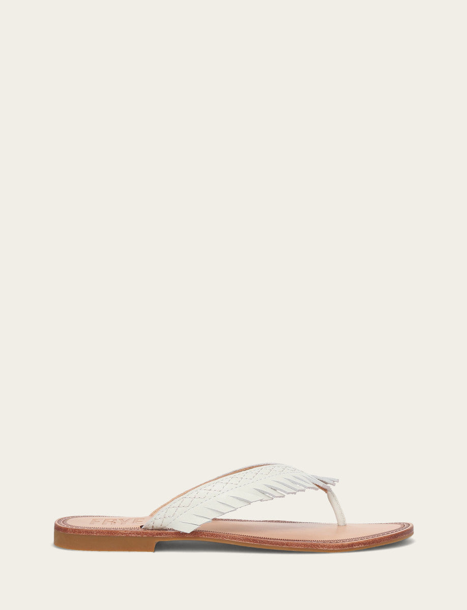 Women's White Ava Fringe Sandals