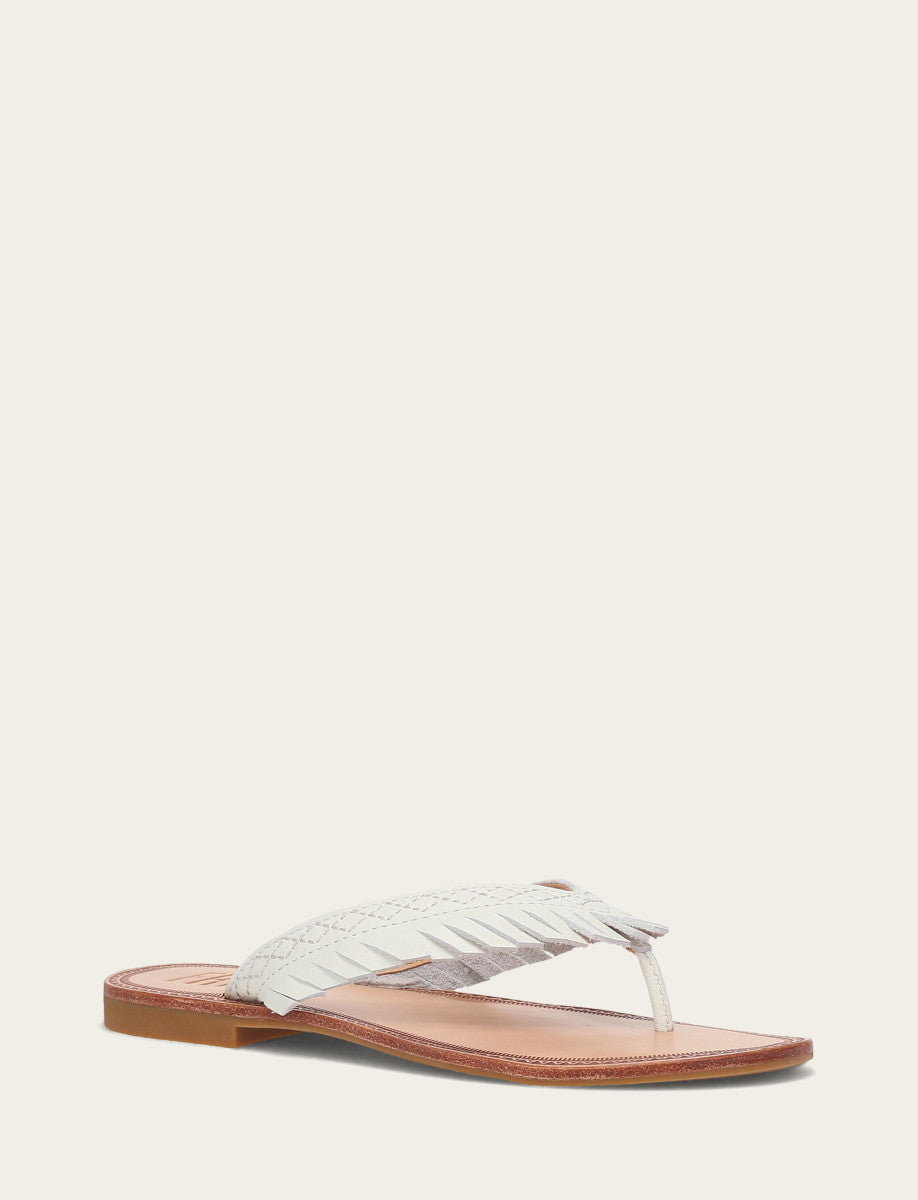 Women's White Ava Fringe Sandals