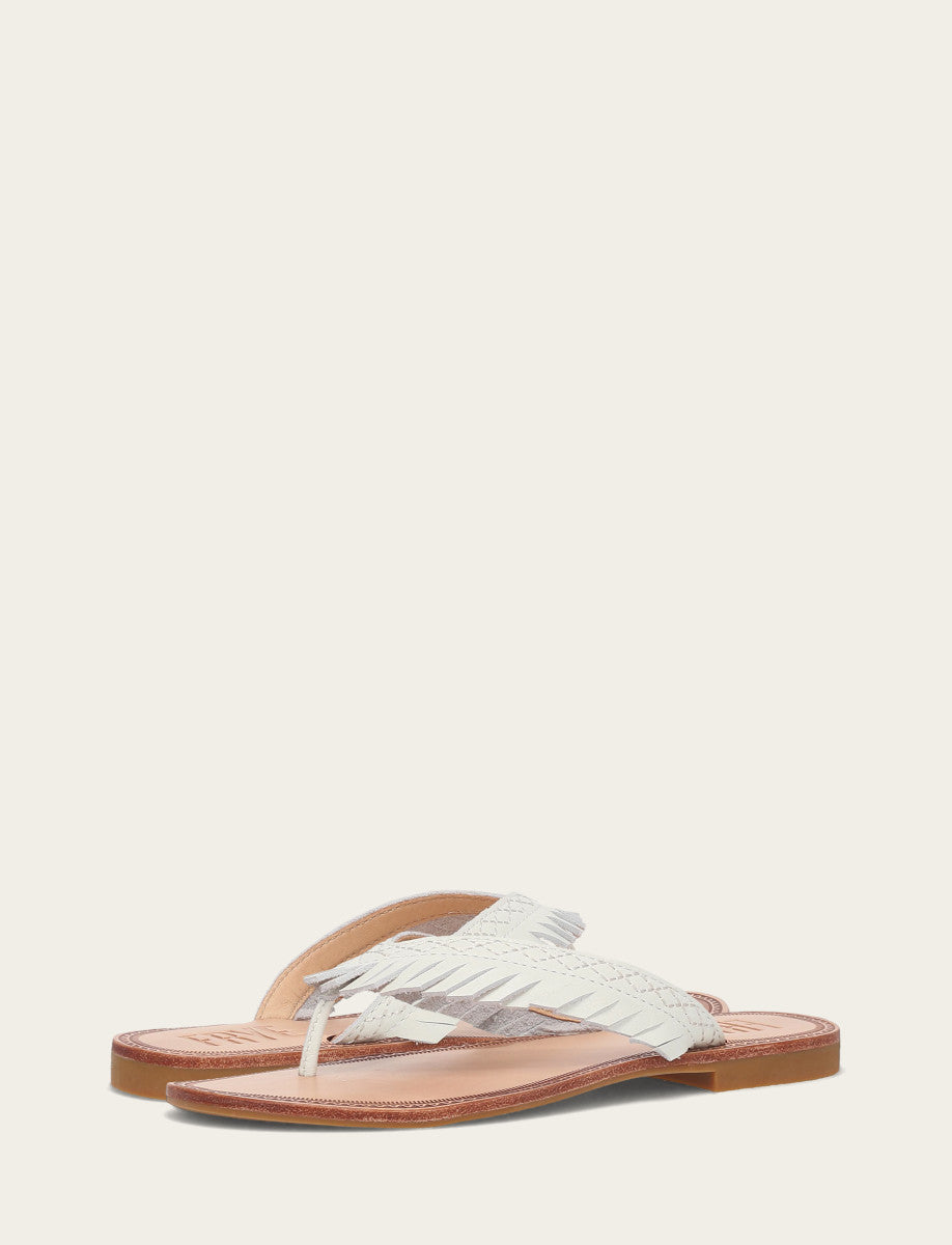 Women's White Ava Fringe Sandals