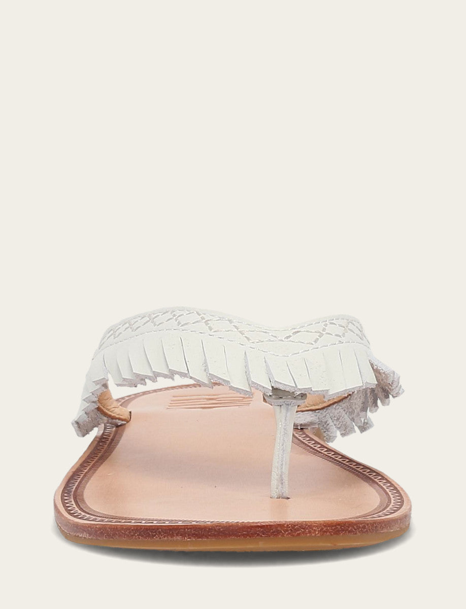 Women's White Ava Fringe Sandals
