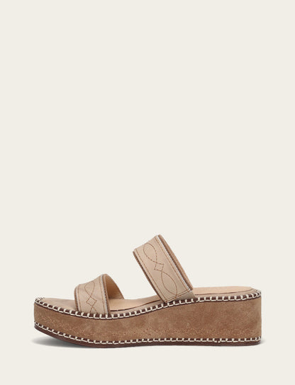 Women's Almond Joy Woodstock 2 Band Platform Slide Sandals