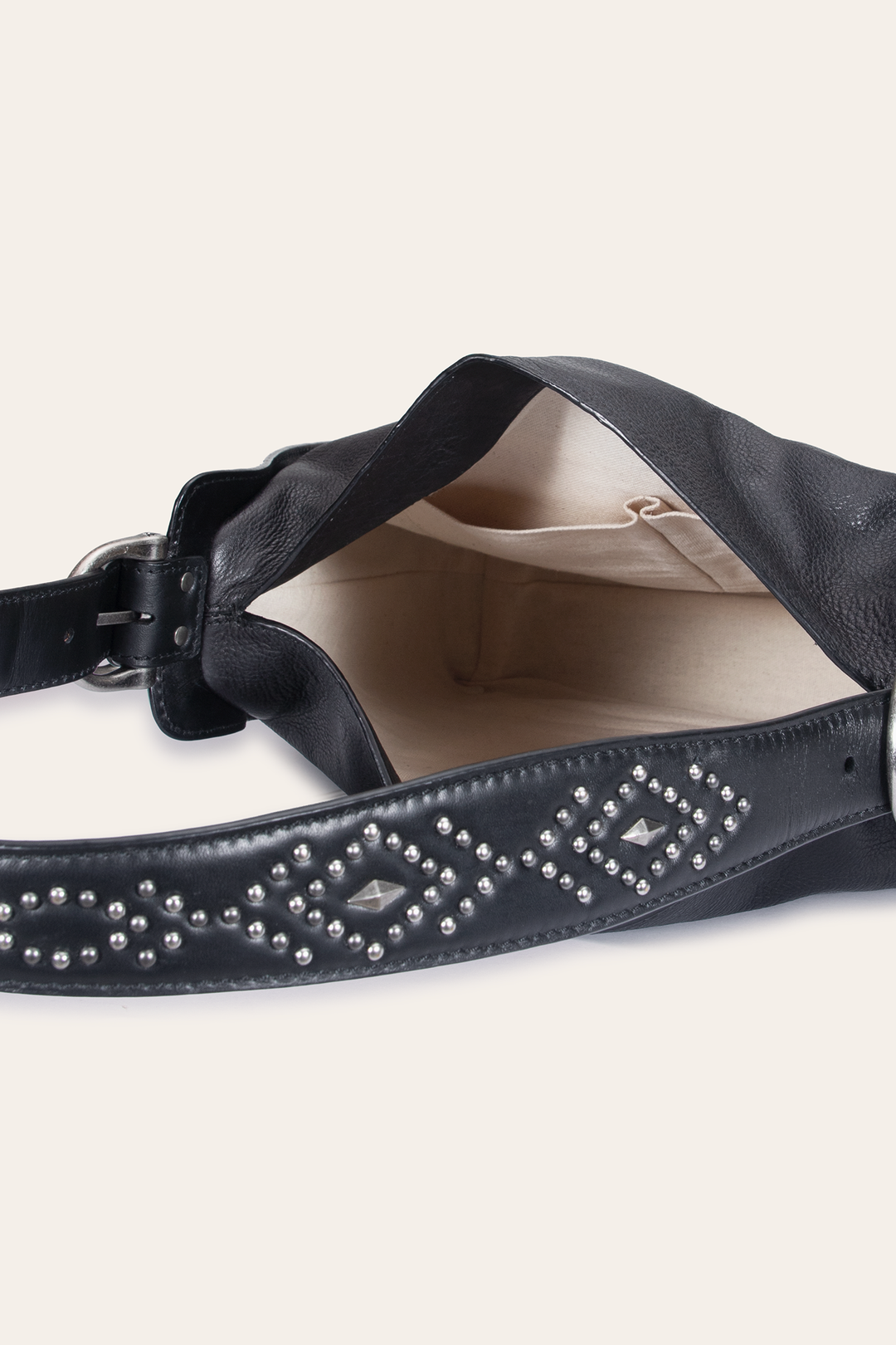 Women's Black Carla Studded Hobo Handbag