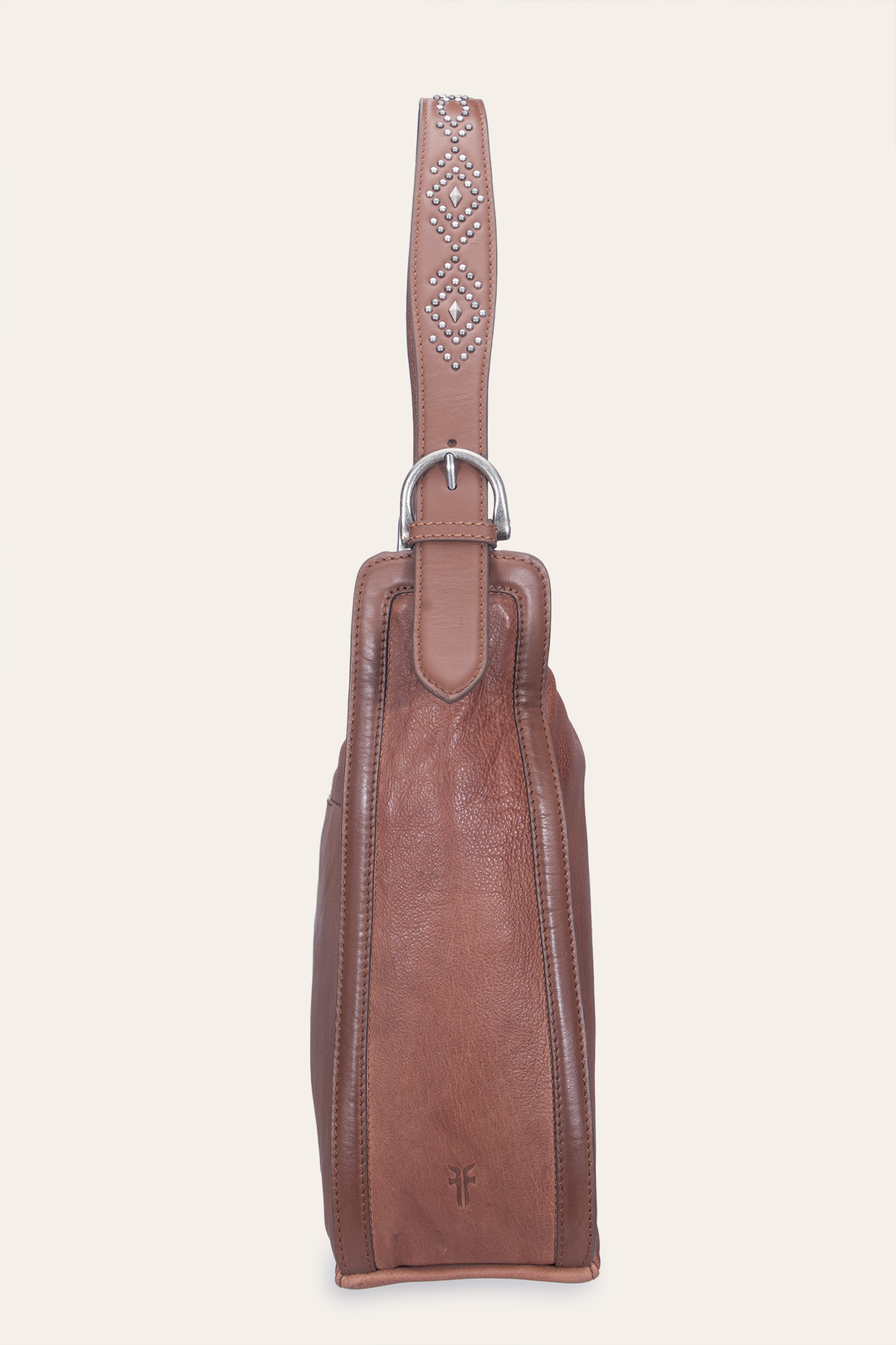 Women's Cognac Carla Studded Hobo Handbag