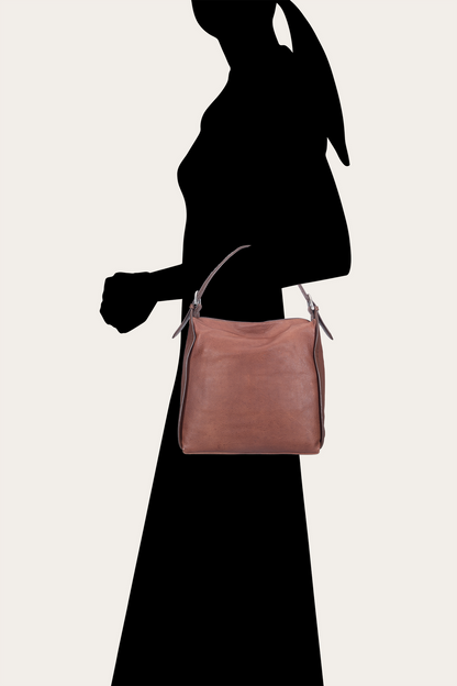 Women's Cognac Carla Studded Hobo Handbag