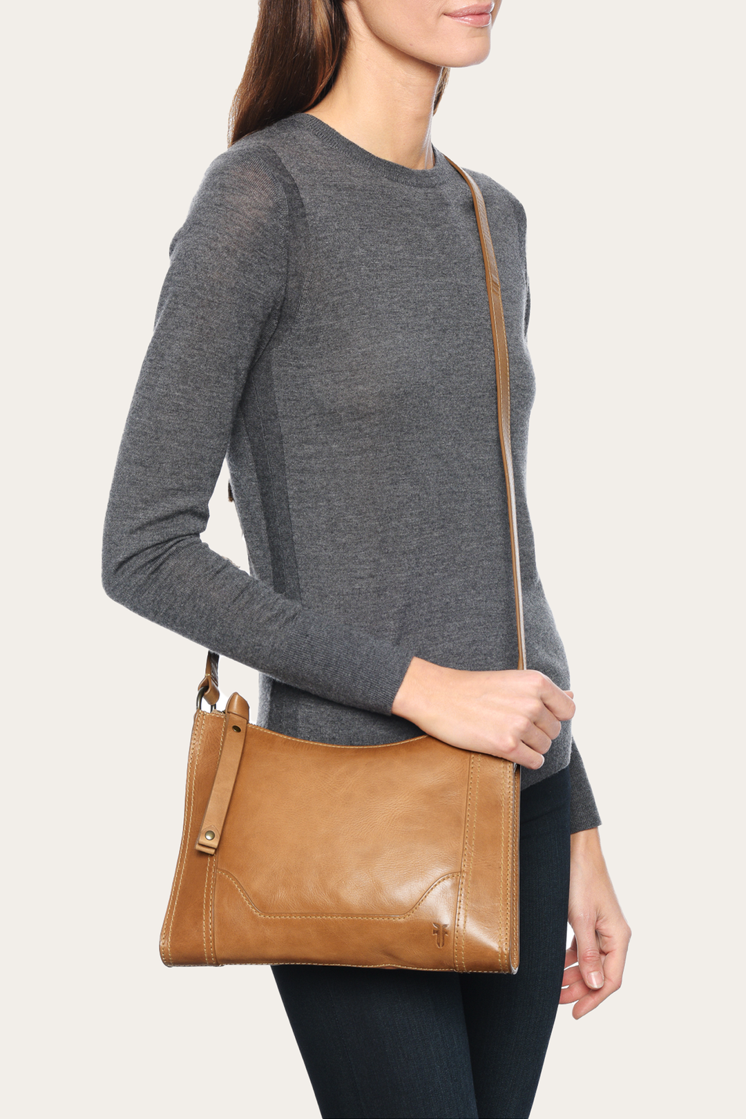 Melissa Zip Crossbody in Beige