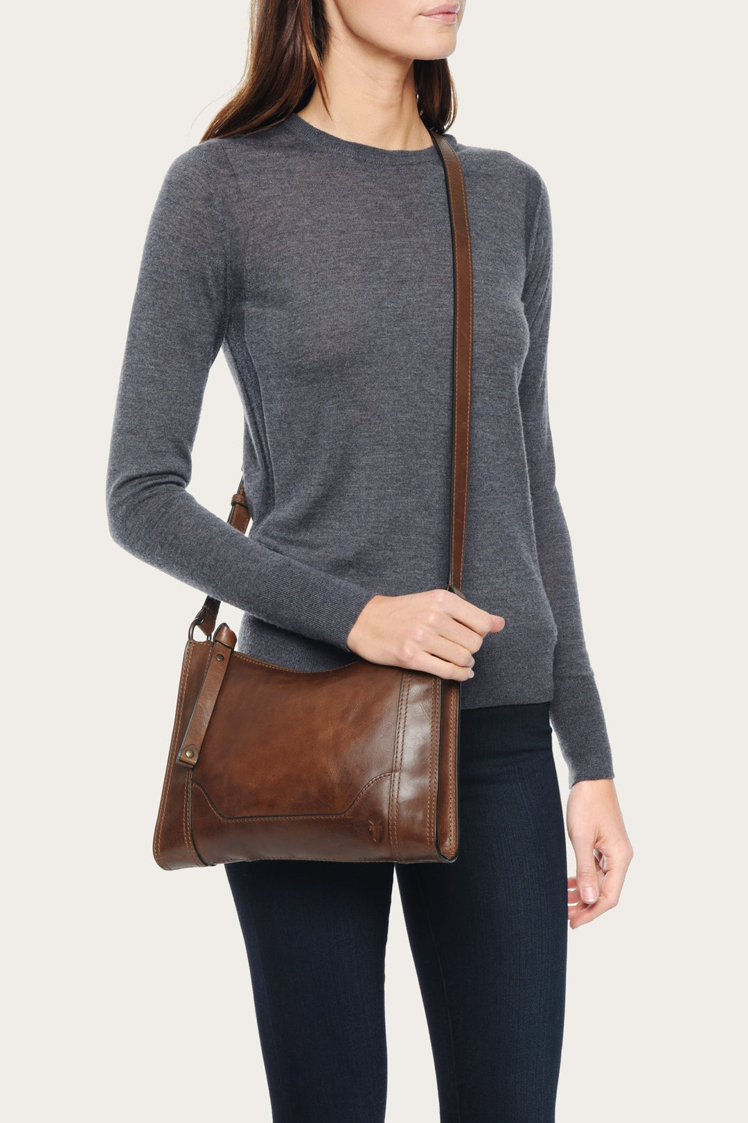 Melissa Cognac Zip Crossbody