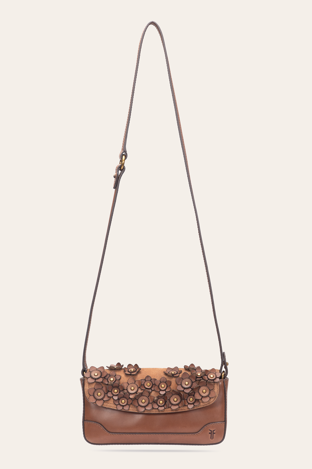 Cognac Melissa Floral Convertible Mini Flap