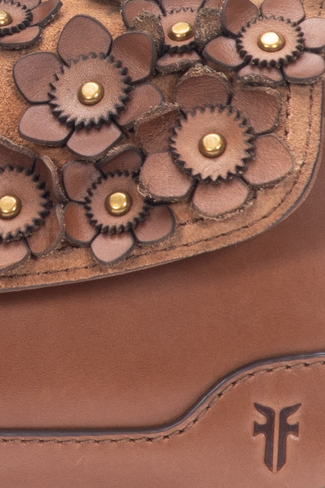 Cognac Melissa Floral Convertible Mini Flap