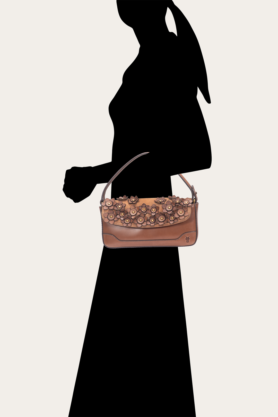 Cognac Melissa Floral Convertible Mini Flap