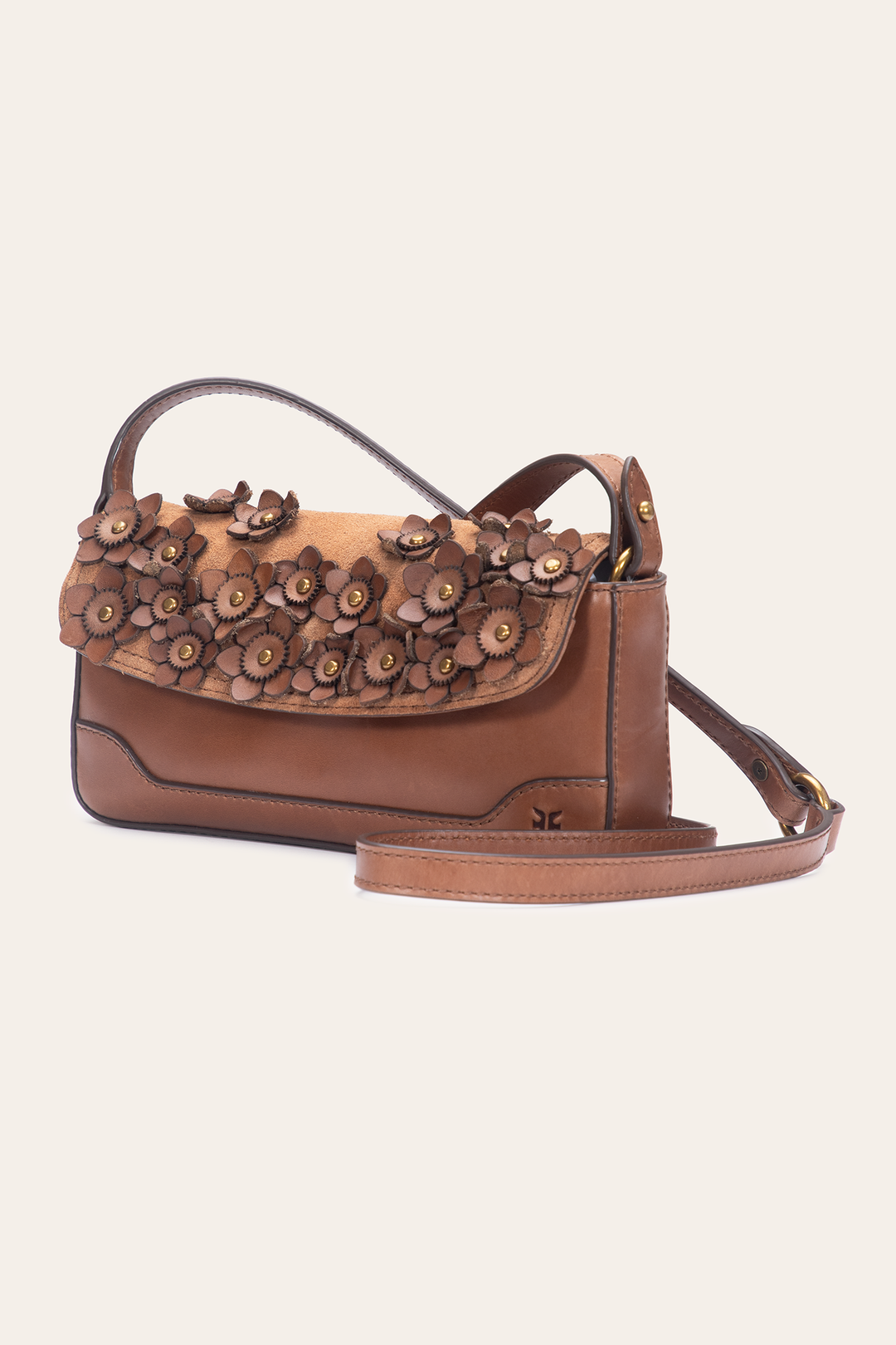 Cognac Melissa Floral Convertible Mini Flap