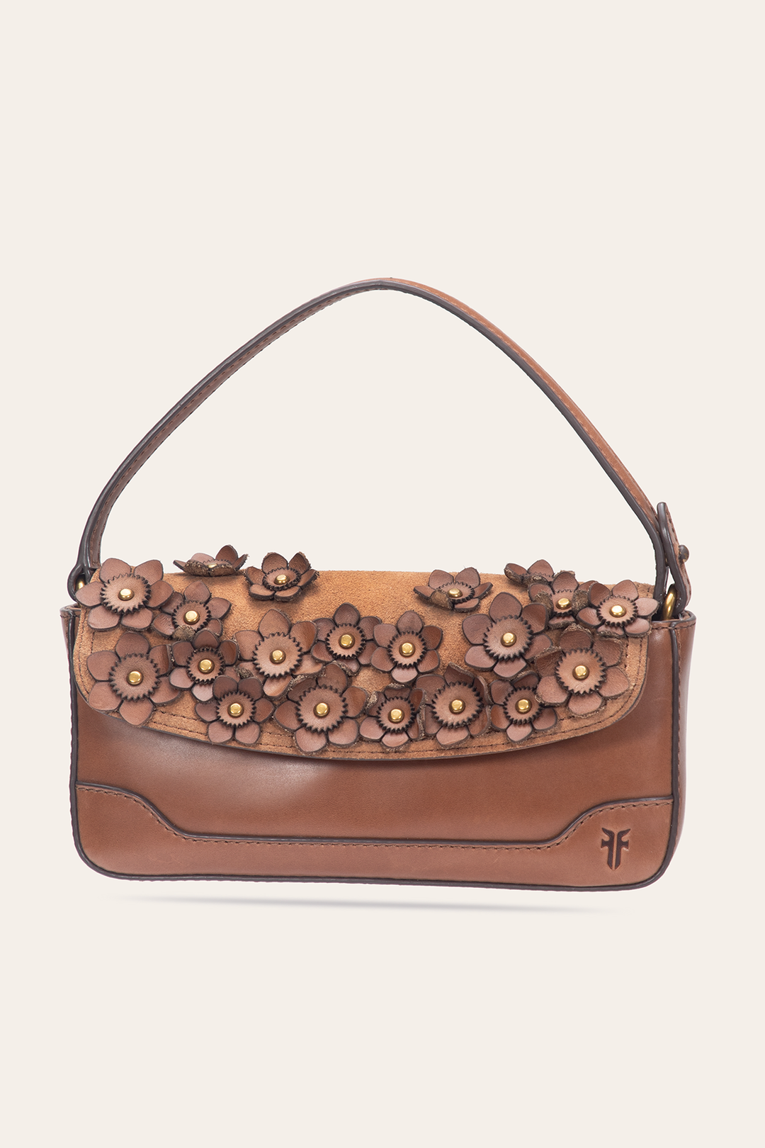 Cognac Melissa Floral Convertible Mini Flap
