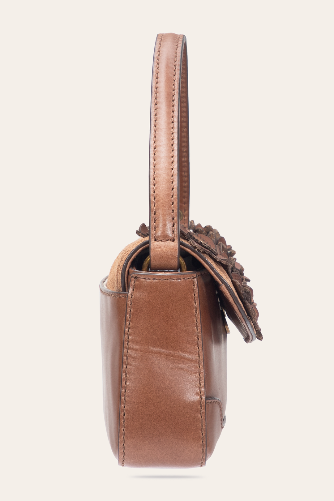 Cognac Melissa Floral Convertible Mini Flap