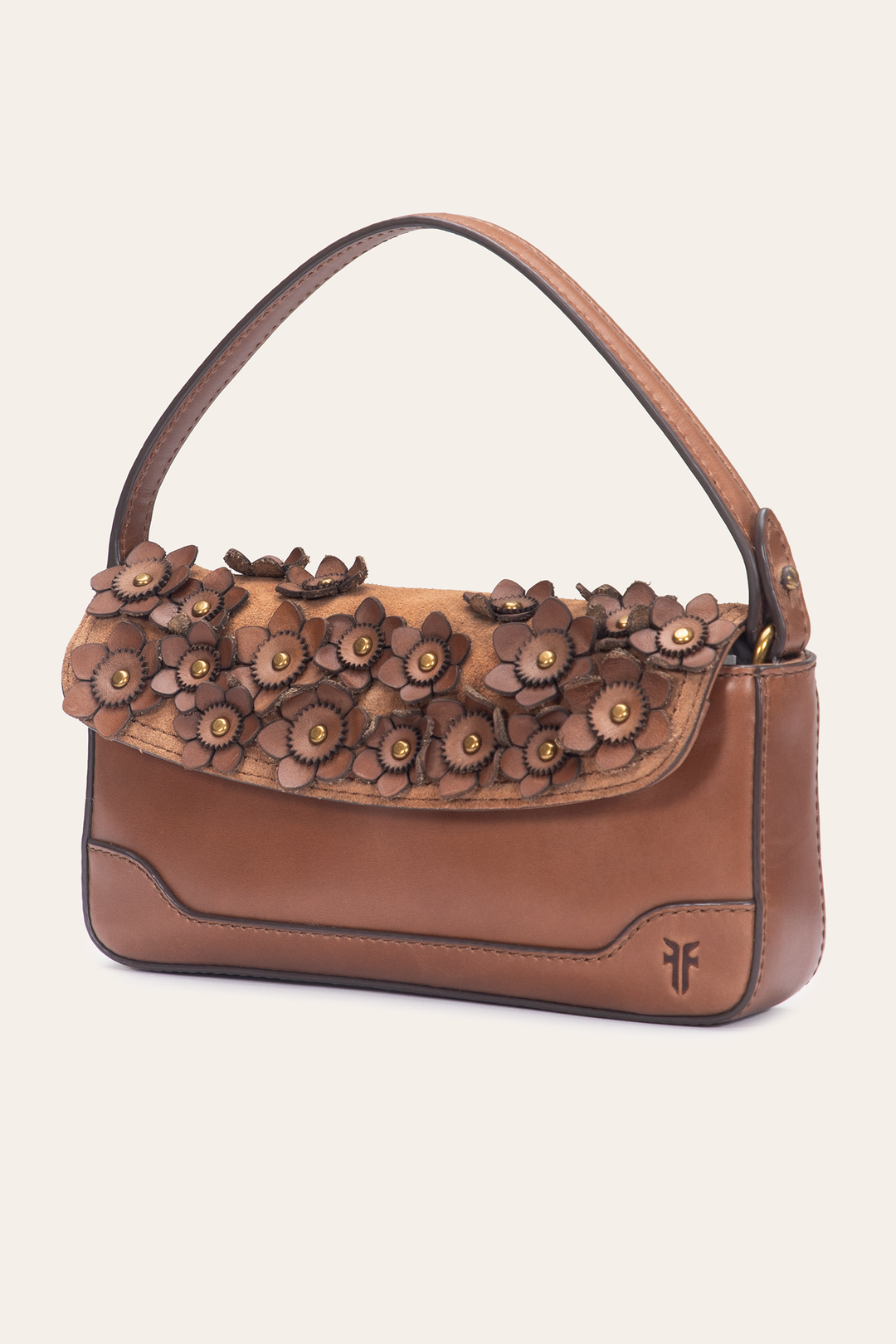 Cognac Melissa Floral Convertible Mini Flap