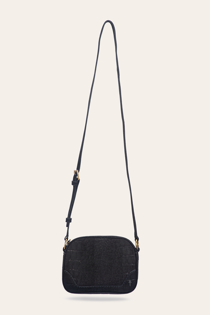 Melissa Black Sueded Croco Camera