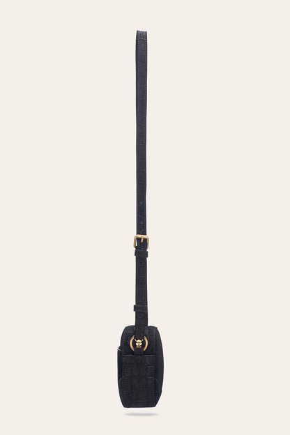 Melissa Black Sueded Croco Camera