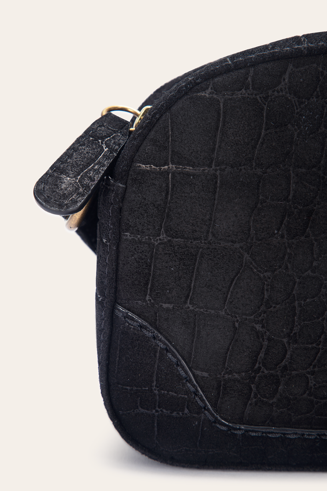 Melissa Black Sueded Croco Camera