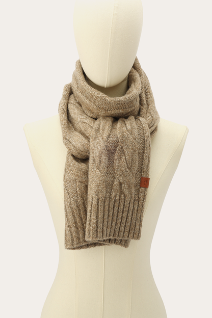 Burnt Olive Wide Cable Scarf