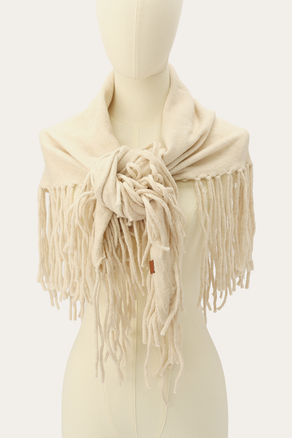 Birch Long Fringe Triangle Scarf
