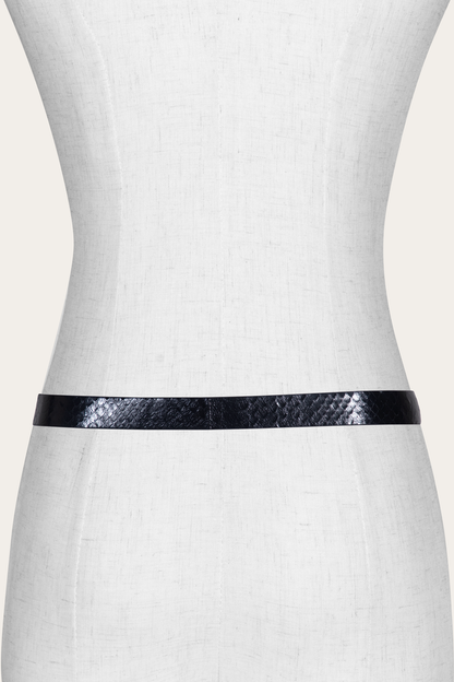 Women’s Black Snake 25mm Horseshoe Buckle Belt With Python