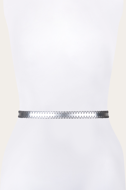 20mm Silver Leather Belt With 3-Piece Buckle Set
