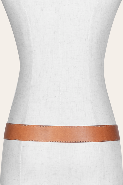 Women’s Beige 35mm Belt With Concho On Loop