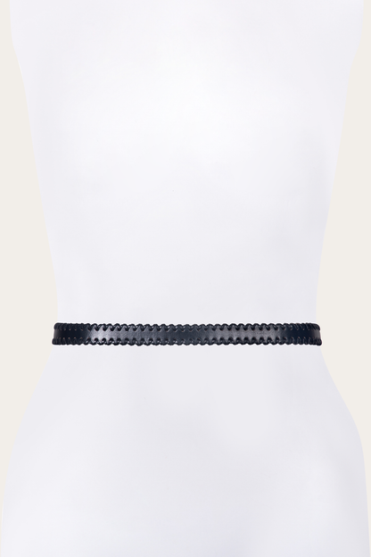 20mm Black Leather Belt With 3-Piece Buckle Set