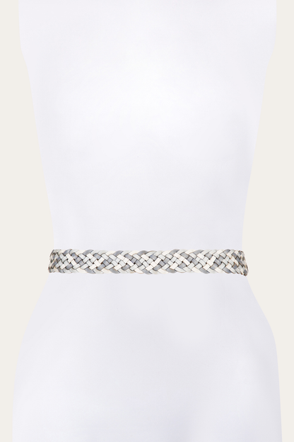 35mm Washed Denim Woven Leather Belt