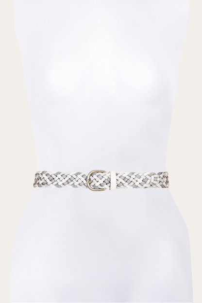 35mm Washed Denim Woven Leather Belt