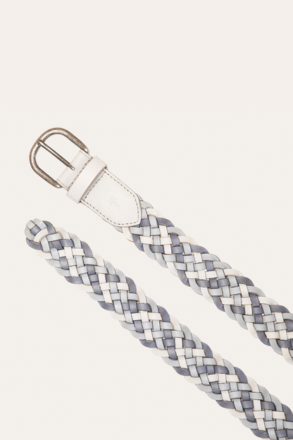 35mm Washed Denim Woven Leather Belt