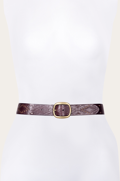 38mm Brown Southwestern Embossed Belt
