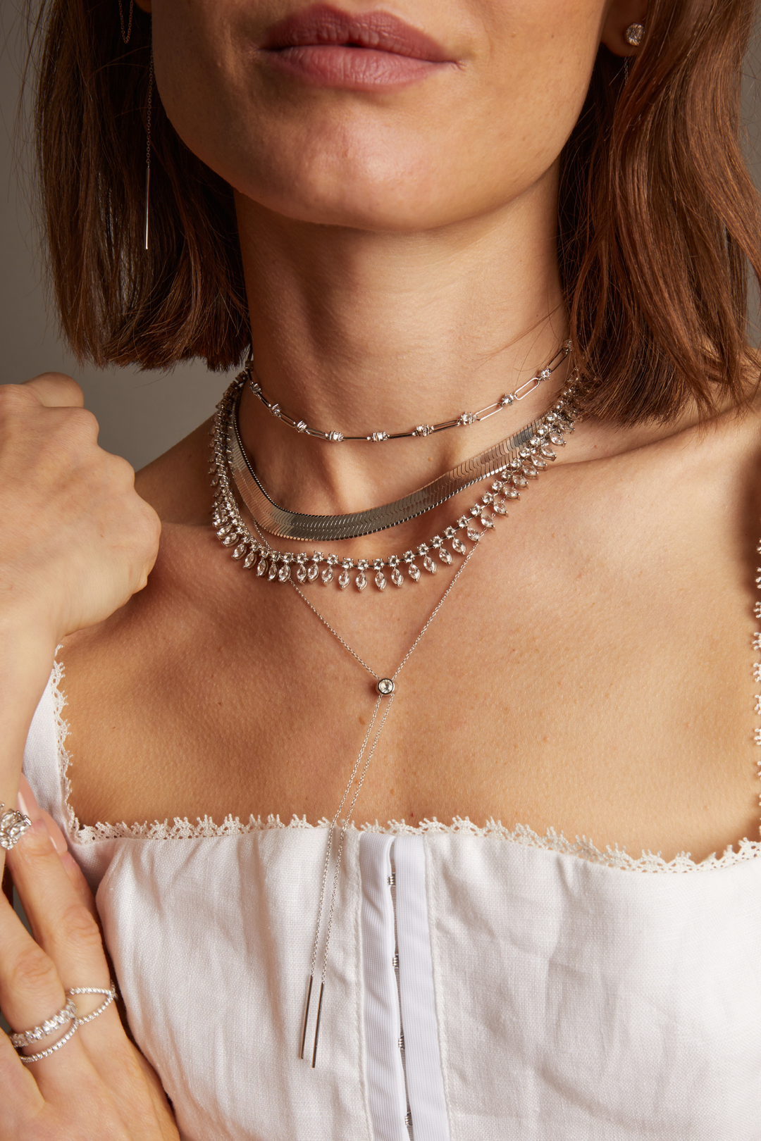 Women’s Lab Grown White Sapphire Bolo Necklace | Aurate x The Frye Company
