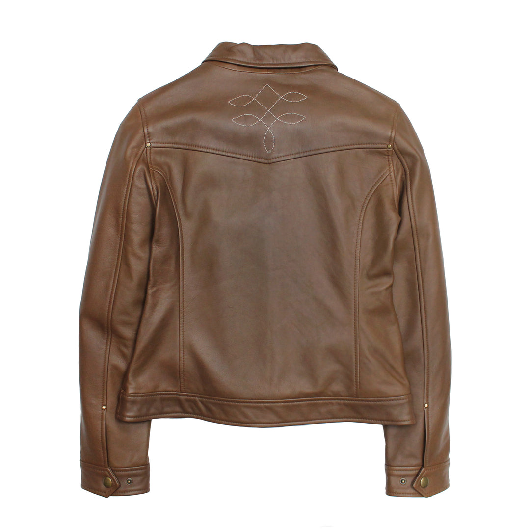 Women’s Medium Brown Callum Trucker Leather Jacket