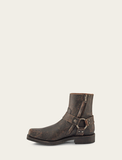 Men's Antiqued Black Conway Harness Moto Boots