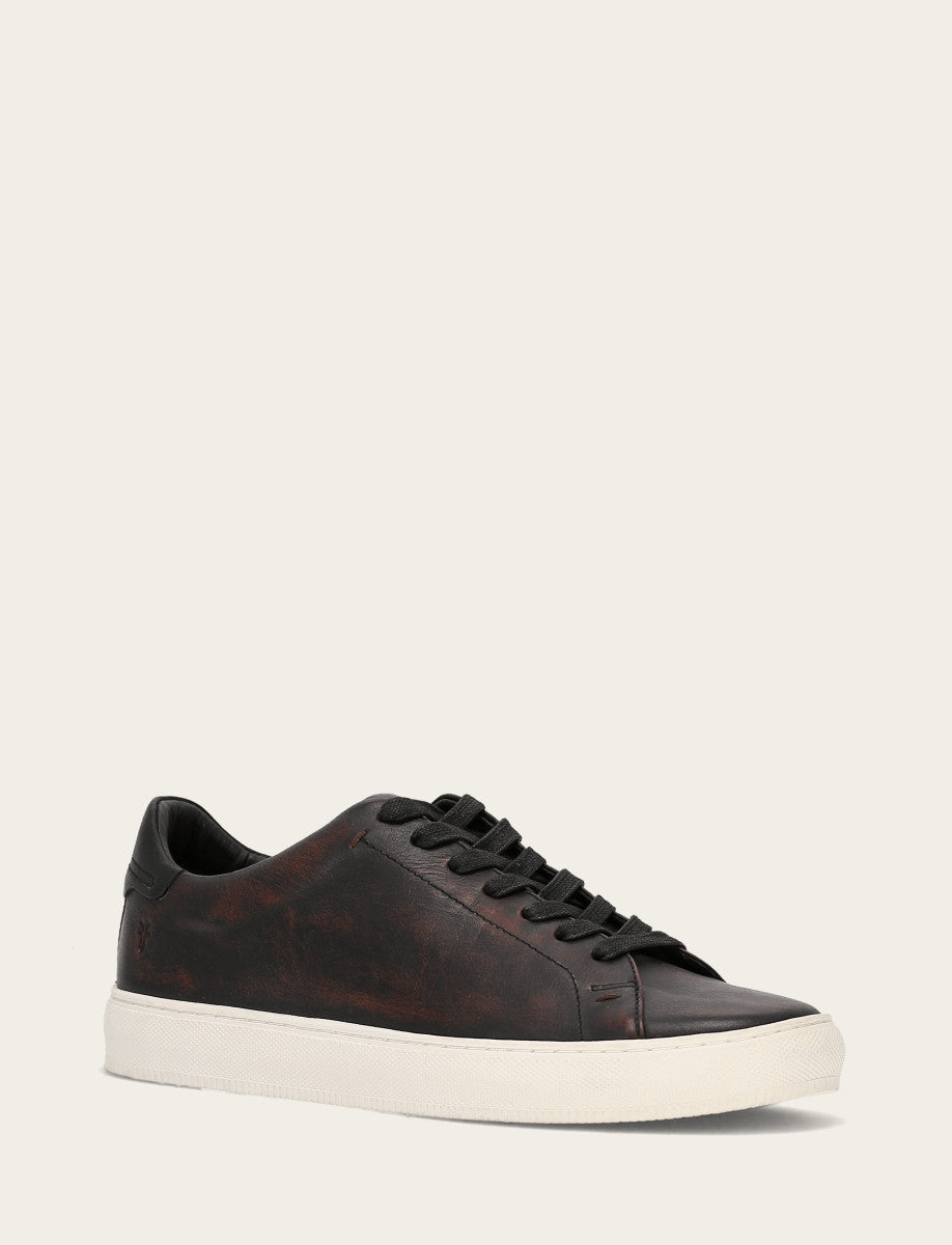 Men's Antiqued Black Astor Low Lace Slip On Sneakers