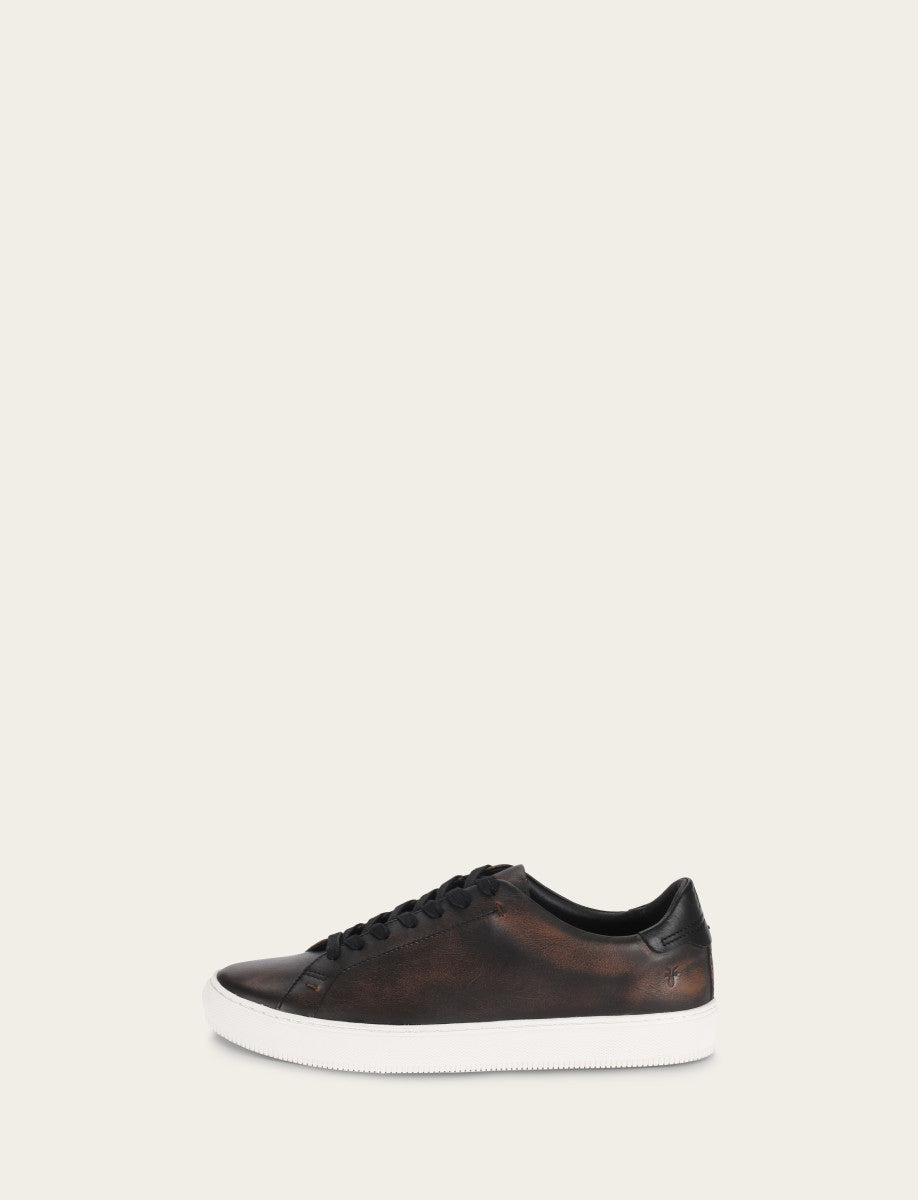 Men's Antiqued Black Astor Low Lace Slip On Sneakers