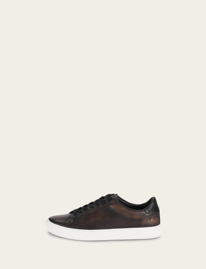 Men's Antiqued Black Astor Low Lace Slip On Sneakers