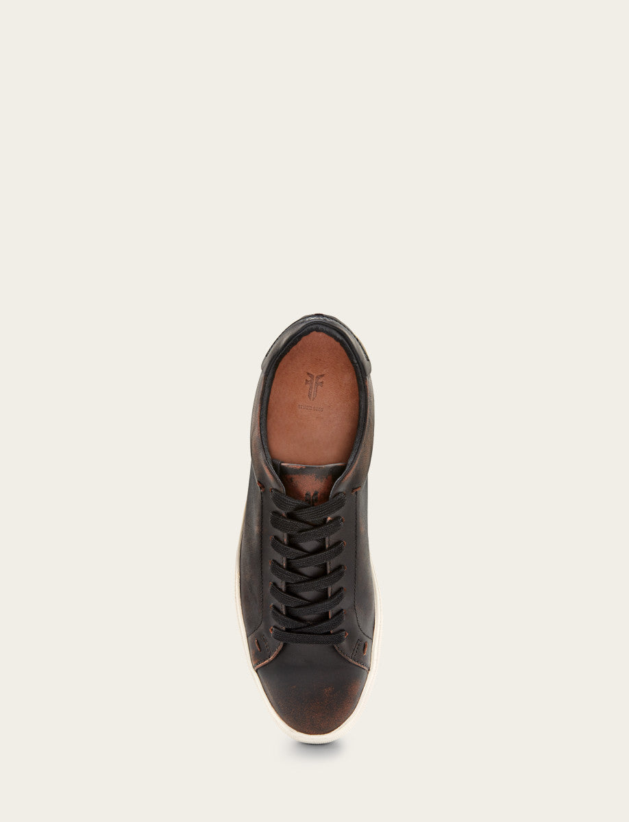 Men's Antiqued Black Astor Low Lace Slip On Sneakers