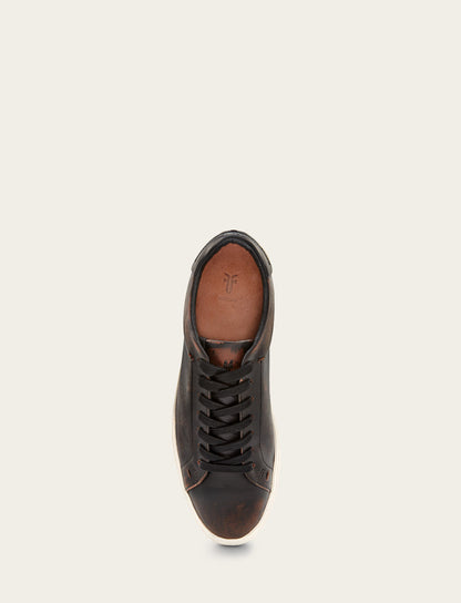Men's Antiqued Black Astor Low Lace Slip On Sneakers