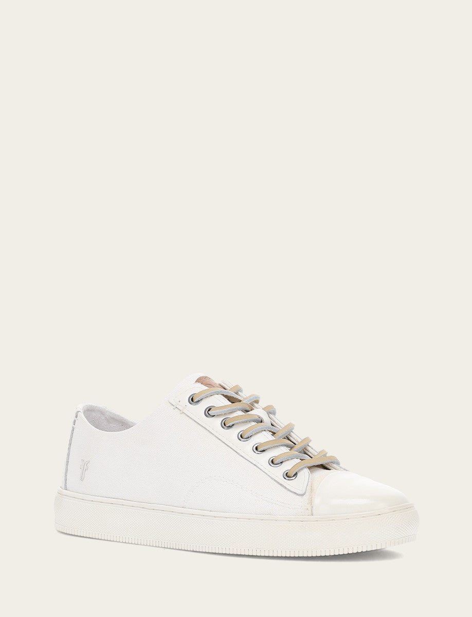 Men's White Astor Cap Toe Low Lace Sneakers