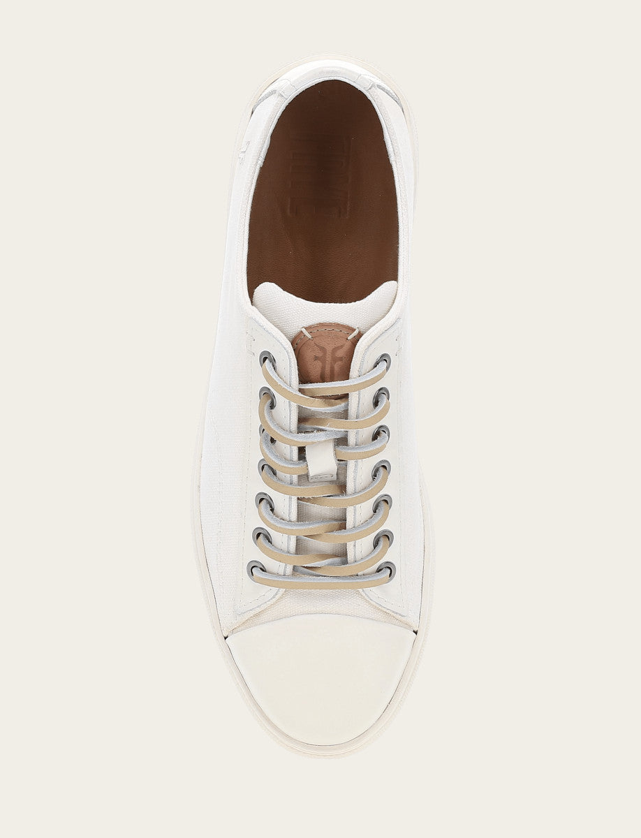 Men's White Astor Cap Toe Low Lace Sneakers