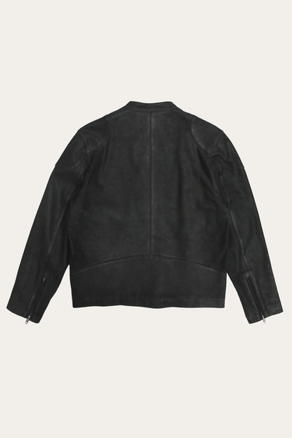 Men’s Black Gannon Lamb Leather Racer Jacket