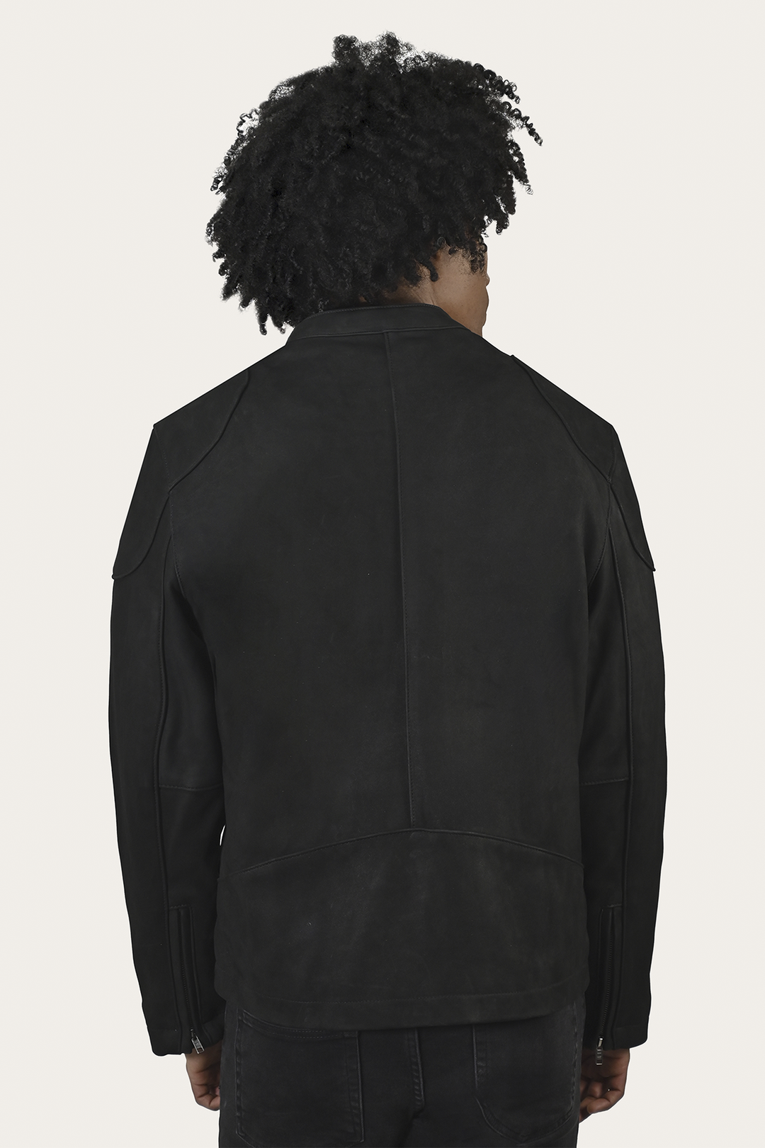 Men’s Black Gannon Lamb Leather Racer Jacket