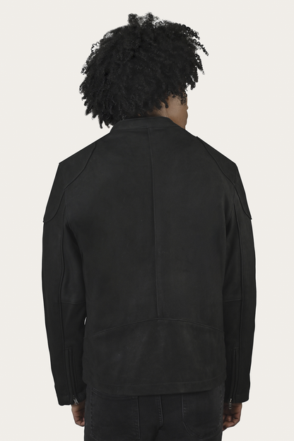 Men’s Black Gannon Lamb Leather Racer Jacket