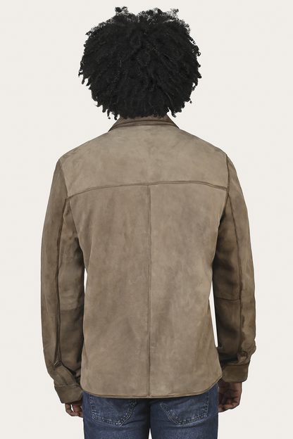 Men’s Taupe Brock Suede Utility Shacket